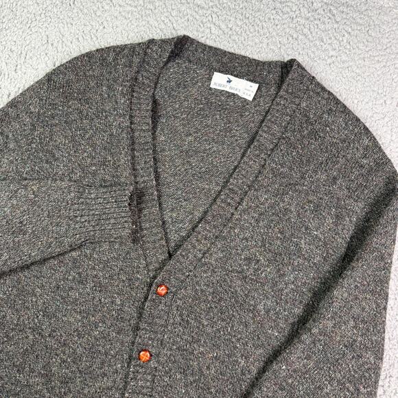 Vintage Robert Bruce Cardigan Sweater Mens M Gray USA Wool 70s 80s Grandpa - Picture 1 of 9